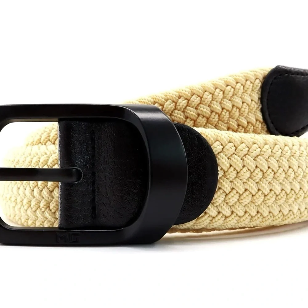 Mens Braided Stretch Belts, Canvas Woven Elastic Belts